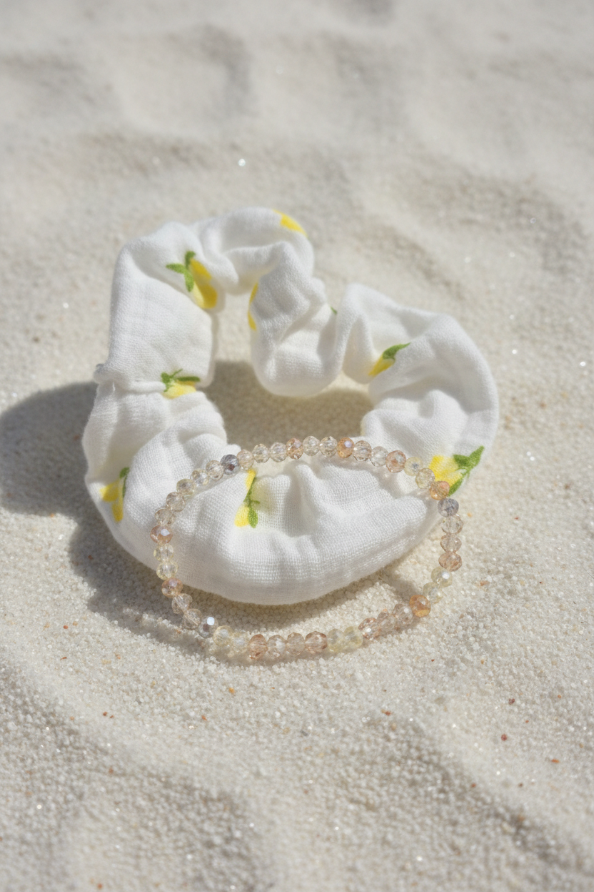 Scrunchie "citron" & Armband "yellow"