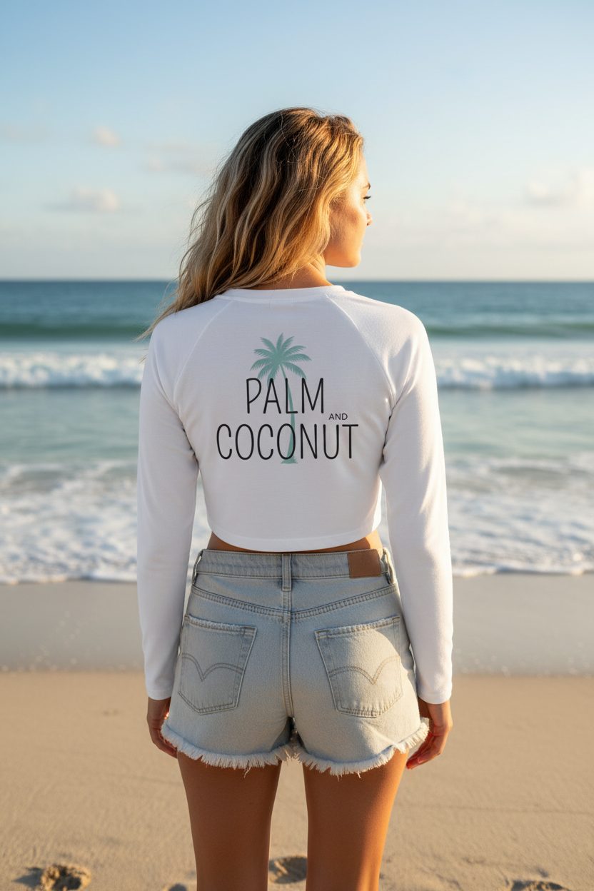 Recyceltes Langarm Crop Top mit Allover-Druck