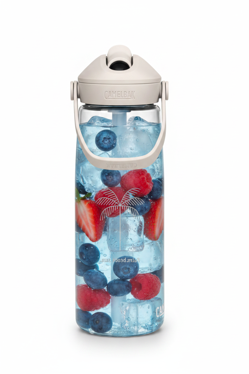 Wasserflasche mit umklappbarem Trinkhalm